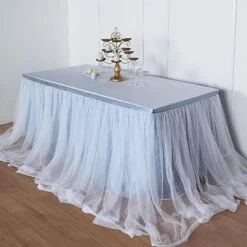 17FT Extra Long 48" Two Layered Tulle & Satin Table Skirt