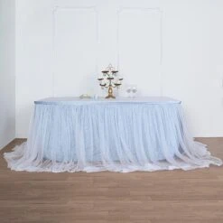 21FT Extra Long 48" Two Layered Tulle & Satin Table Skirt -Home Decor Promotional Store SKT T04 WHT 086 21 D26