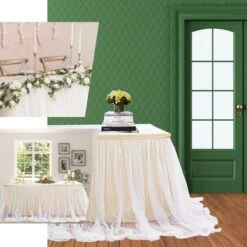 21FT Extra Long 48" Two Layered Tulle & Satin Table Skirt -Home Decor Promotional Store SKT T04 WHT CHMP EBC2 grande.progressive 05e45469 0757 433d 9ef0 c37deb01ecb2