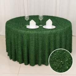 120" Fringe Shag Polyester Round Tablecloth
