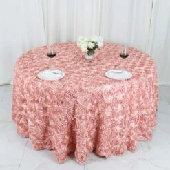 120" Grandiose 3D Rosette Satin Round Tablecloth -Home Decor Promotional Store TAB 01 120 080 02