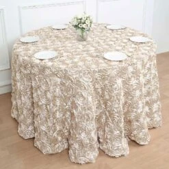 120" Grandiose 3D Rosette Satin Round Tablecloth -Home Decor Promotional Store TAB 01 120 081 D02