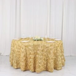 120" Grandiose 3D Rosette Satin Round Tablecloth -Home Decor Promotional Store TAB 01 120 CHMP D04
