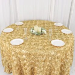 120" Grandiose 3D Rosette Satin Round Tablecloth -Home Decor Promotional Store TAB 01 120 CHMP D06