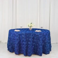 120" Grandiose 3D Rosette Satin Round Tablecloth