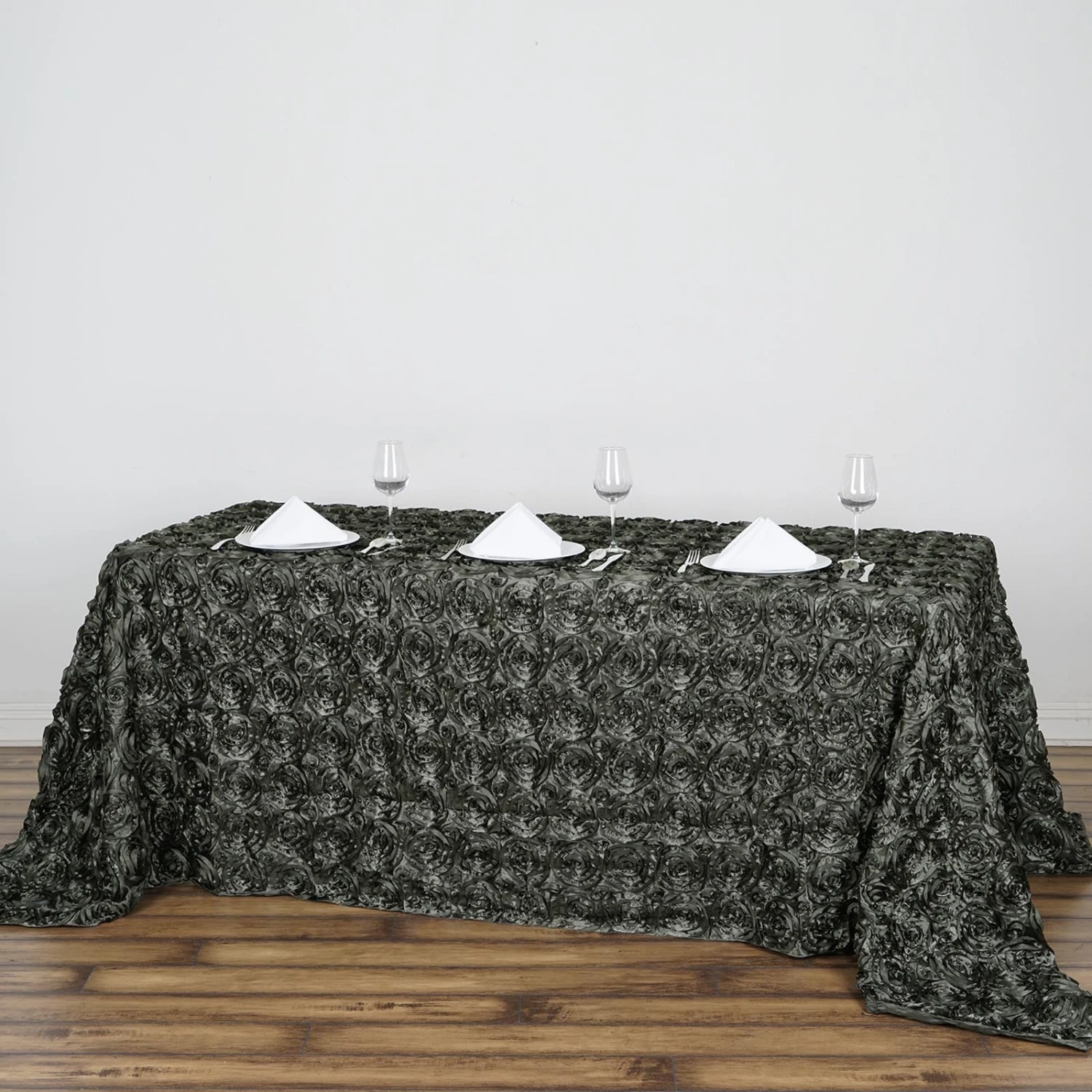 90"X132" Grandiose 3D Rosette Satin Rectangle Tablecloth 14 90"X132" Grandiose 3D Rosette Satin Rectangle Tablecloth - Image 14