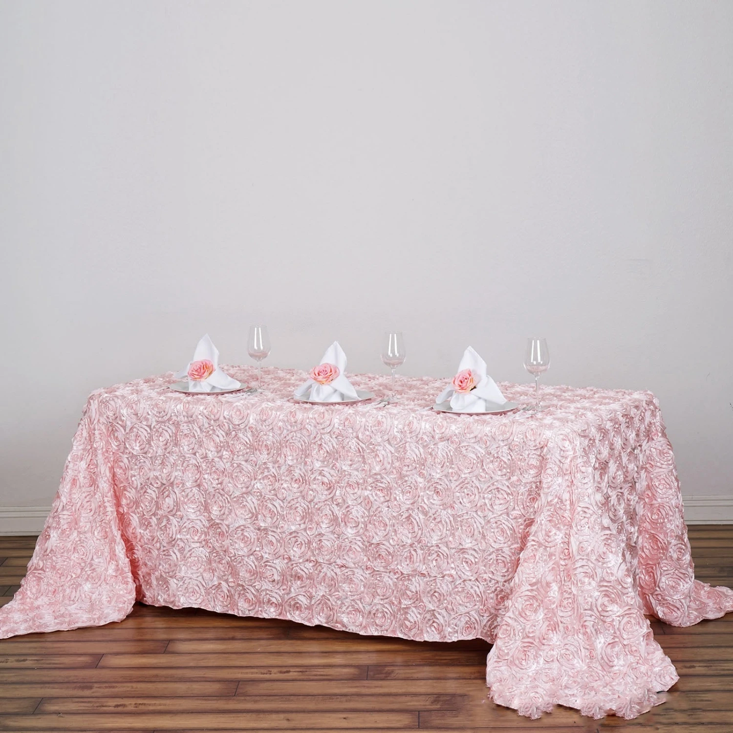 90"X132" Grandiose 3D Rosette Satin Rectangle Tablecloth 11 90"X132" Grandiose 3D Rosette Satin Rectangle Tablecloth - Image 11