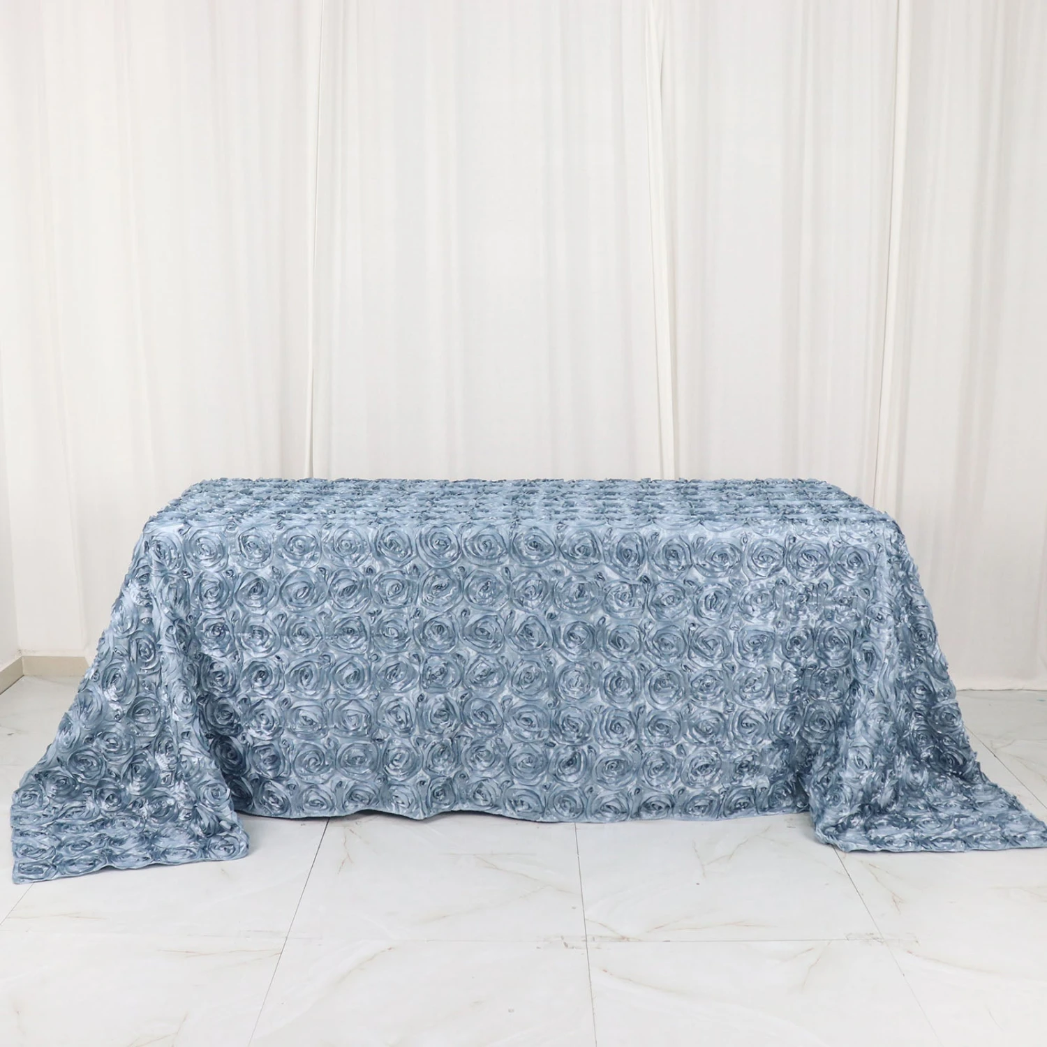 90"X132" Grandiose 3D Rosette Satin Rectangle Tablecloth 1 90"X132" Grandiose 3D Rosette Satin Rectangle Tablecloth