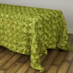 90"X132" Grandiose 3D Rosette Satin Rectangle Tablecloth 36 90"X132" Grandiose 3D Rosette Satin Rectangle Tablecloth -Home Decor Promotional Store TAB 01 90132 SAGE 02 min