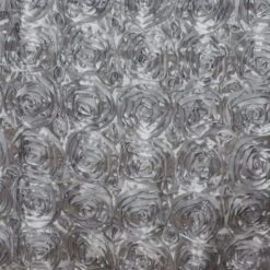 90"X132" Grandiose 3D Rosette Satin Rectangle Tablecloth 39 90"X132" Grandiose 3D Rosette Satin Rectangle Tablecloth -Home Decor Promotional Store TAB 01 90132 SILV D01 min