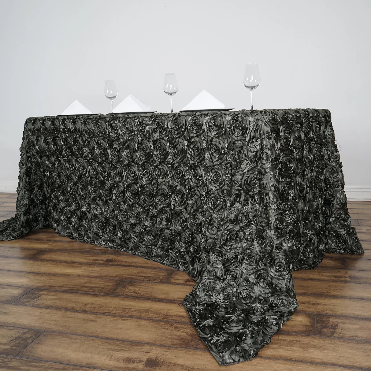 90"X132" Grandiose 3D Rosette Satin Rectangle Tablecloth 15 90"X132" Grandiose 3D Rosette Satin Rectangle Tablecloth - Image 15