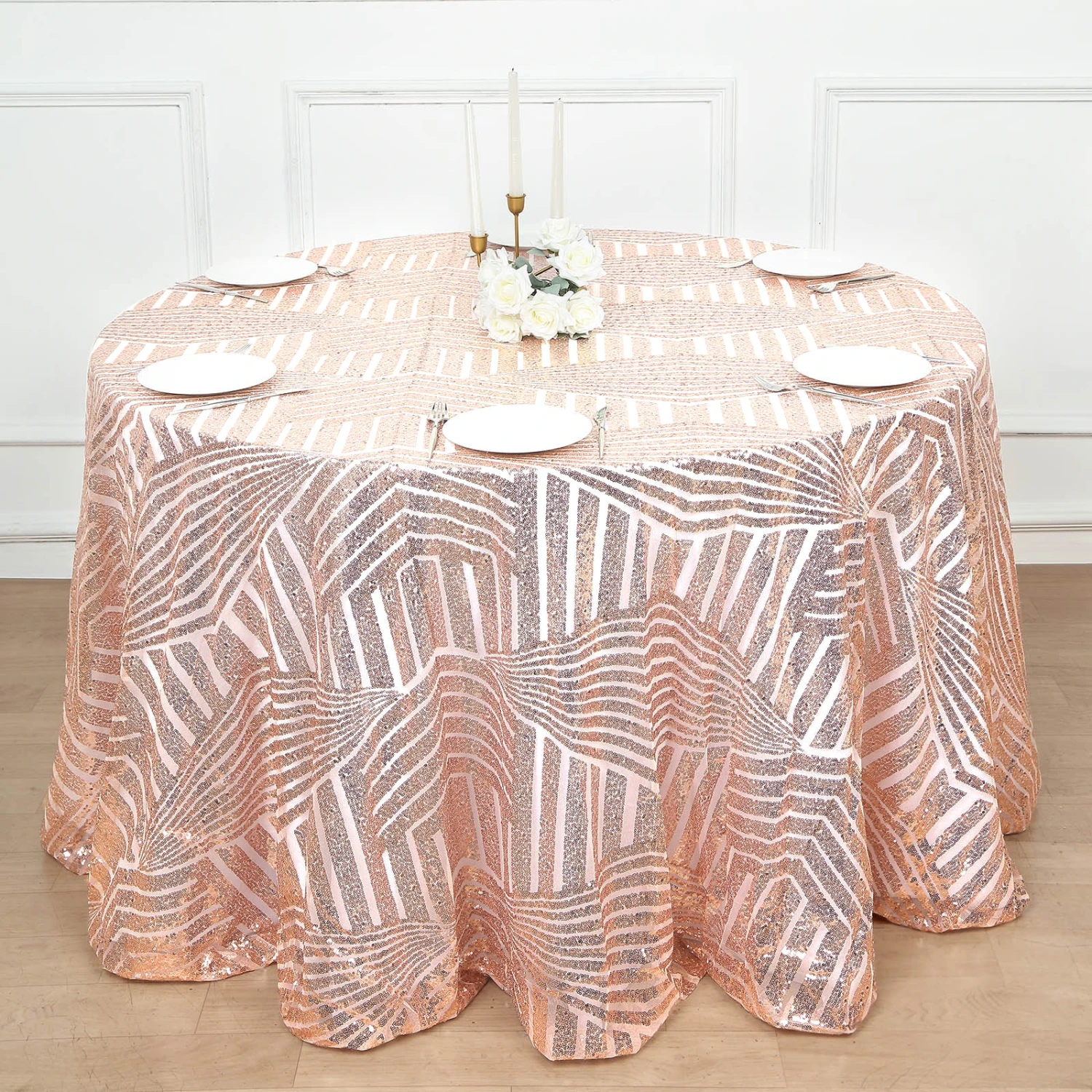 120" Seamless Diamond Glitz Sequin Round Tablecloth 7 120" Seamless Diamond Glitz Sequin Round Tablecloth - Image 7