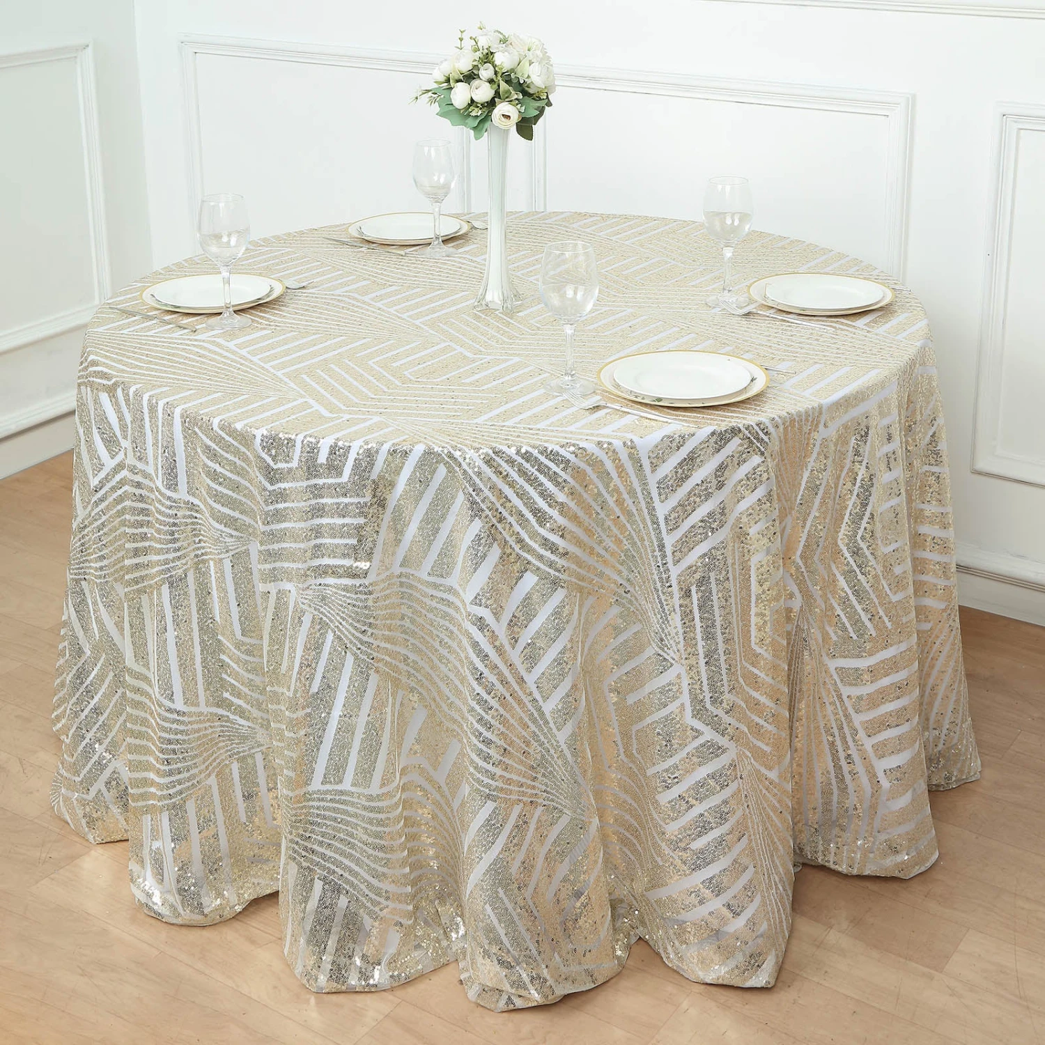 120" Seamless Diamond Glitz Sequin Round Tablecloth 10 120" Seamless Diamond Glitz Sequin Round Tablecloth - Image 10