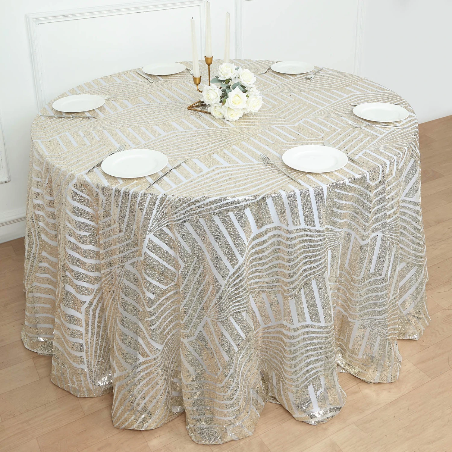 120" Seamless Diamond Glitz Sequin Round Tablecloth 11 120" Seamless Diamond Glitz Sequin Round Tablecloth - Image 11