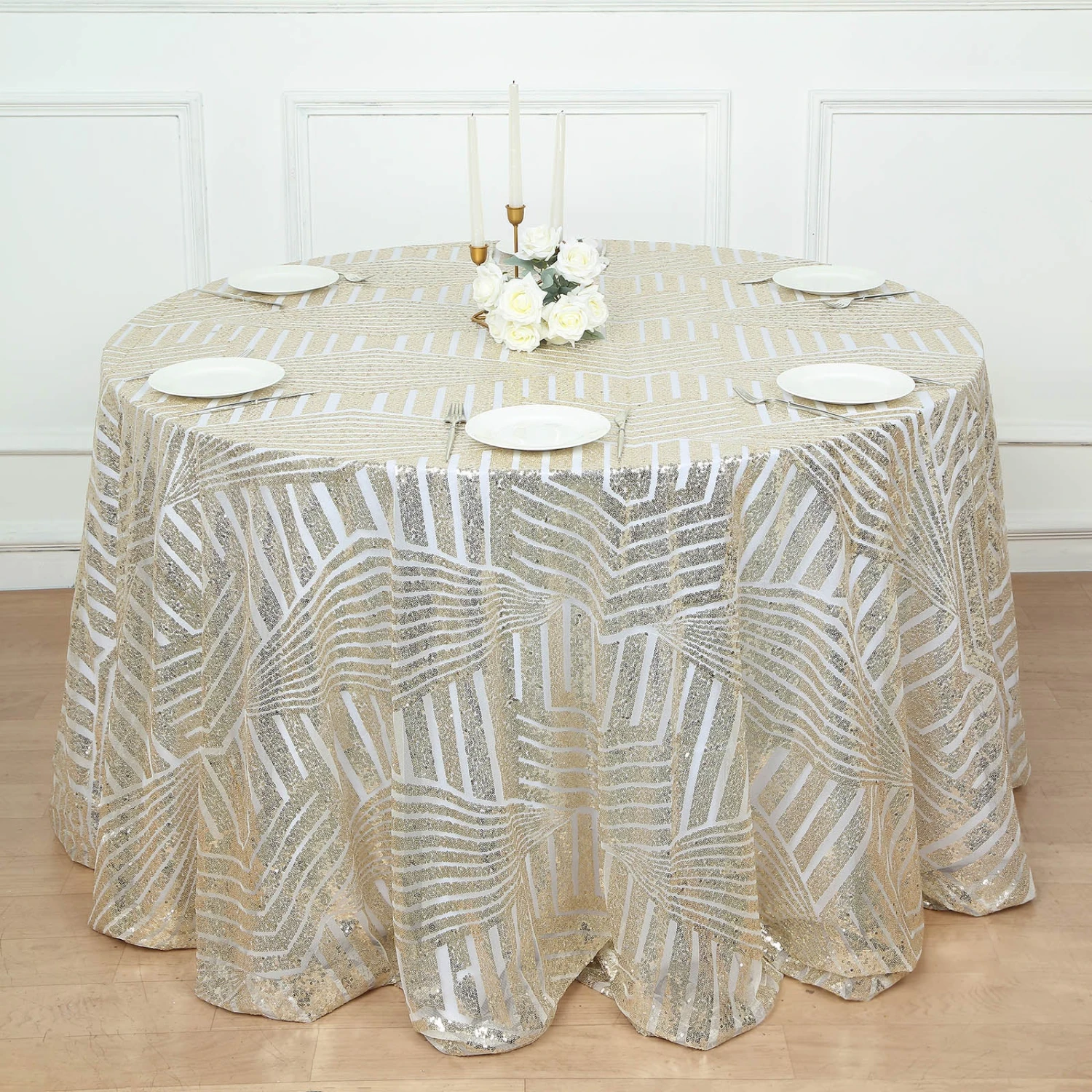 120" Seamless Diamond Glitz Sequin Round Tablecloth 1 120" Seamless Diamond Glitz Sequin Round Tablecloth