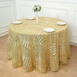 120" Seamless Diamond Glitz Sequin Round Tablecloth 33 120" Seamless Diamond Glitz Sequin Round Tablecloth -Home Decor Promotional Store TAB 02G 120 GOLD D02