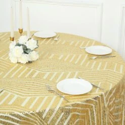 120" Seamless Diamond Glitz Sequin Round Tablecloth 23 120" Seamless Diamond Glitz Sequin Round Tablecloth -Home Decor Promotional Store TAB 02G 120 GOLD D04