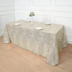 90"x132" Seamless Diamond Sequin Rectangular Tablecloth -Home Decor Promotional Store TAB 02G 90132 CHMP D03