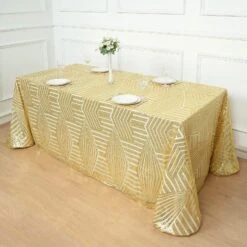 90"x132" Seamless Diamond Sequin Rectangular Tablecloth -Home Decor Promotional Store TAB 02G 90132 GOLD D03