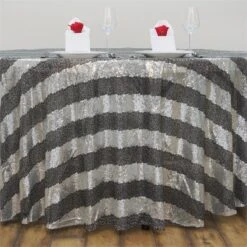 120" Premium Striped Sequin Round Tablecloth -Home Decor Promotional Store TAB 02 120SP BLK.1 62d32f6c 7e4c 42fb a976 c6c94fbd169a
