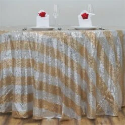 120" Premium Striped Sequin Round Tablecloth -Home Decor Promotional Store TAB 02 120SP GOLD.1 8092d3de 6d91 4021 8bf5 300cbc206d06