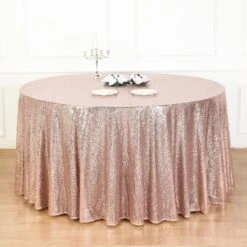 132" Premium Sequin Tablecloth, Round Glitter Table Cloth