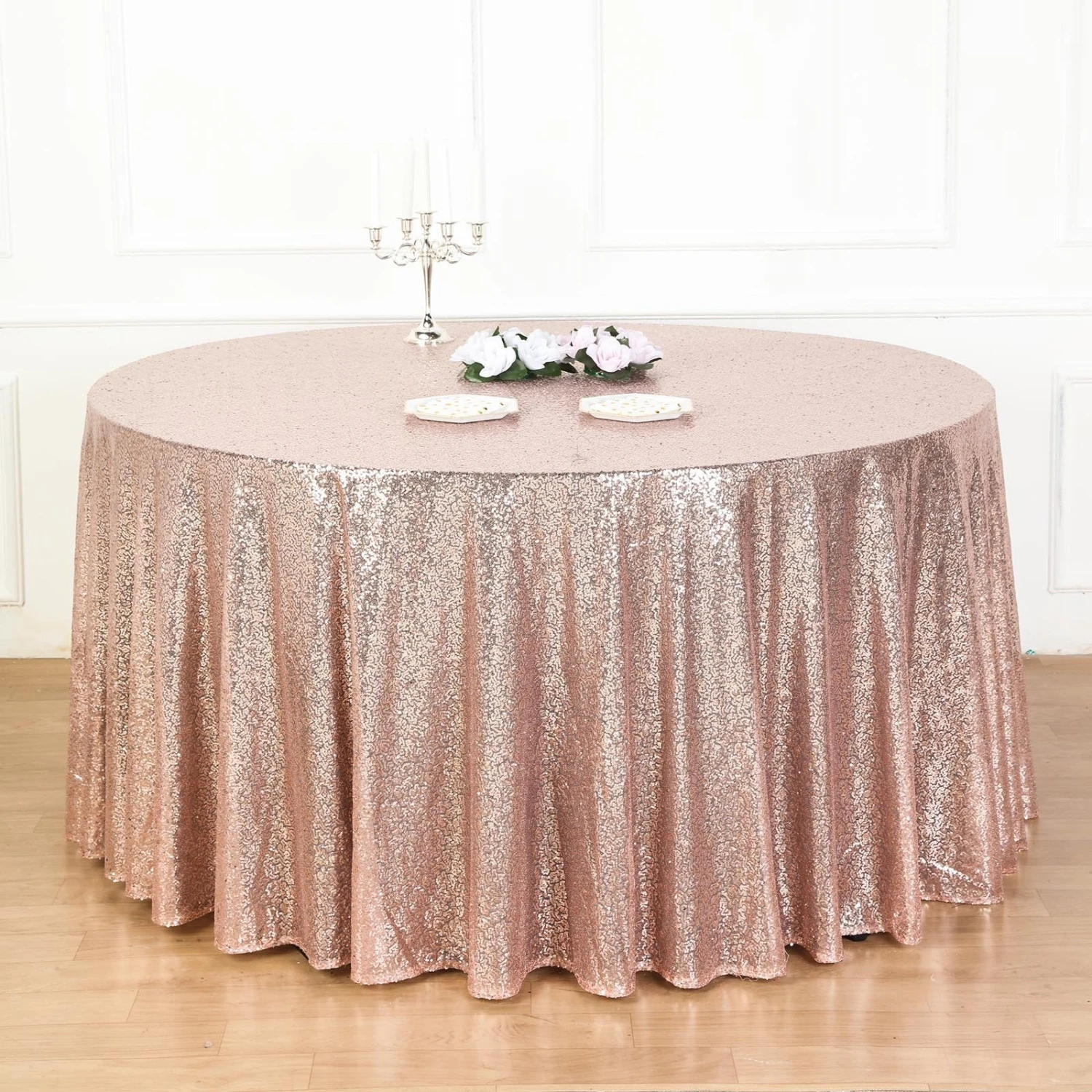 132" Premium Sequin Tablecloth, Round Glitter Table Cloth 1 132" Premium Sequin Tablecloth, Round Glitter Table Cloth