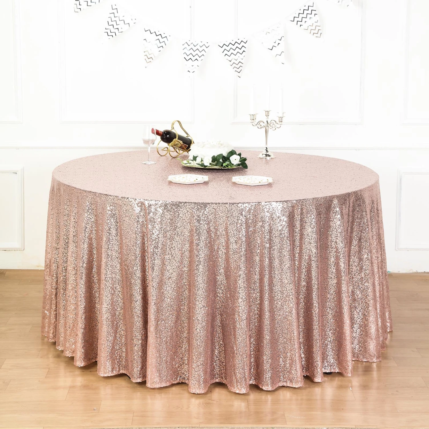 132" Premium Sequin Tablecloth, Round Glitter Table Cloth 11 132" Premium Sequin Tablecloth, Round Glitter Table Cloth - Image 11