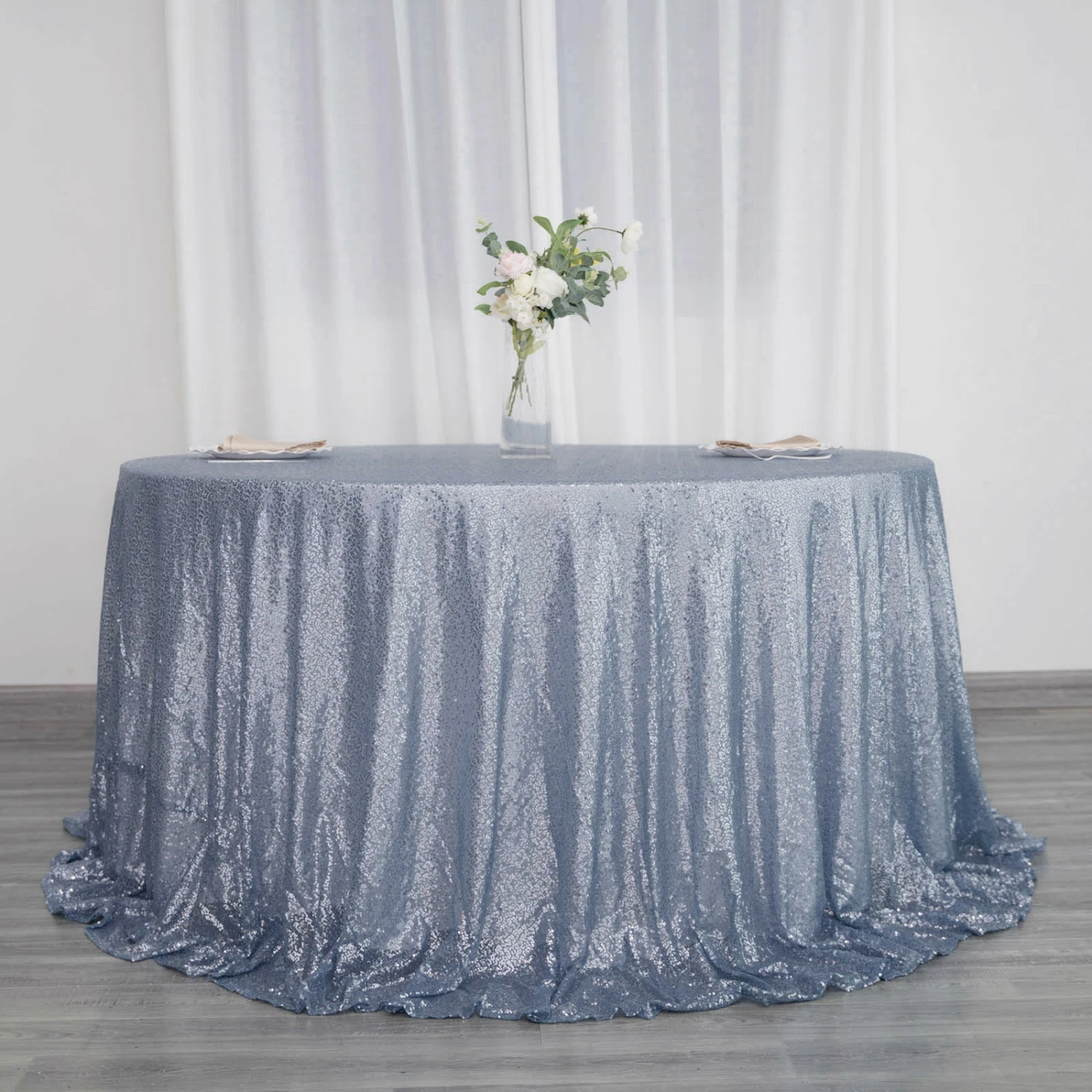 132" Premium Sequin Tablecloth, Round Glitter Table Cloth 3 132" Premium Sequin Tablecloth, Round Glitter Table Cloth - Image 3