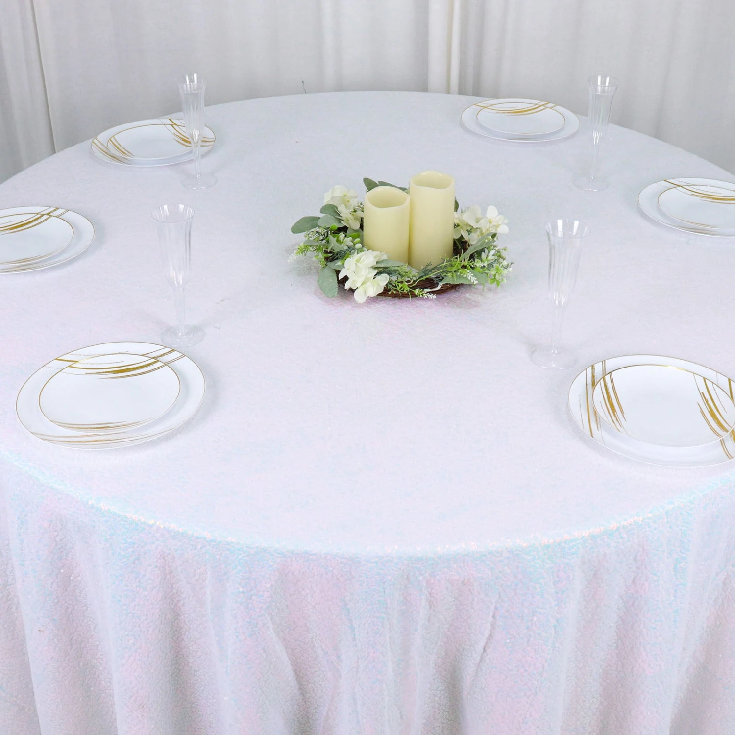 132" Premium Sequin Tablecloth, Round Glitter Table Cloth 4 132" Premium Sequin Tablecloth, Round Glitter Table Cloth - Image 4