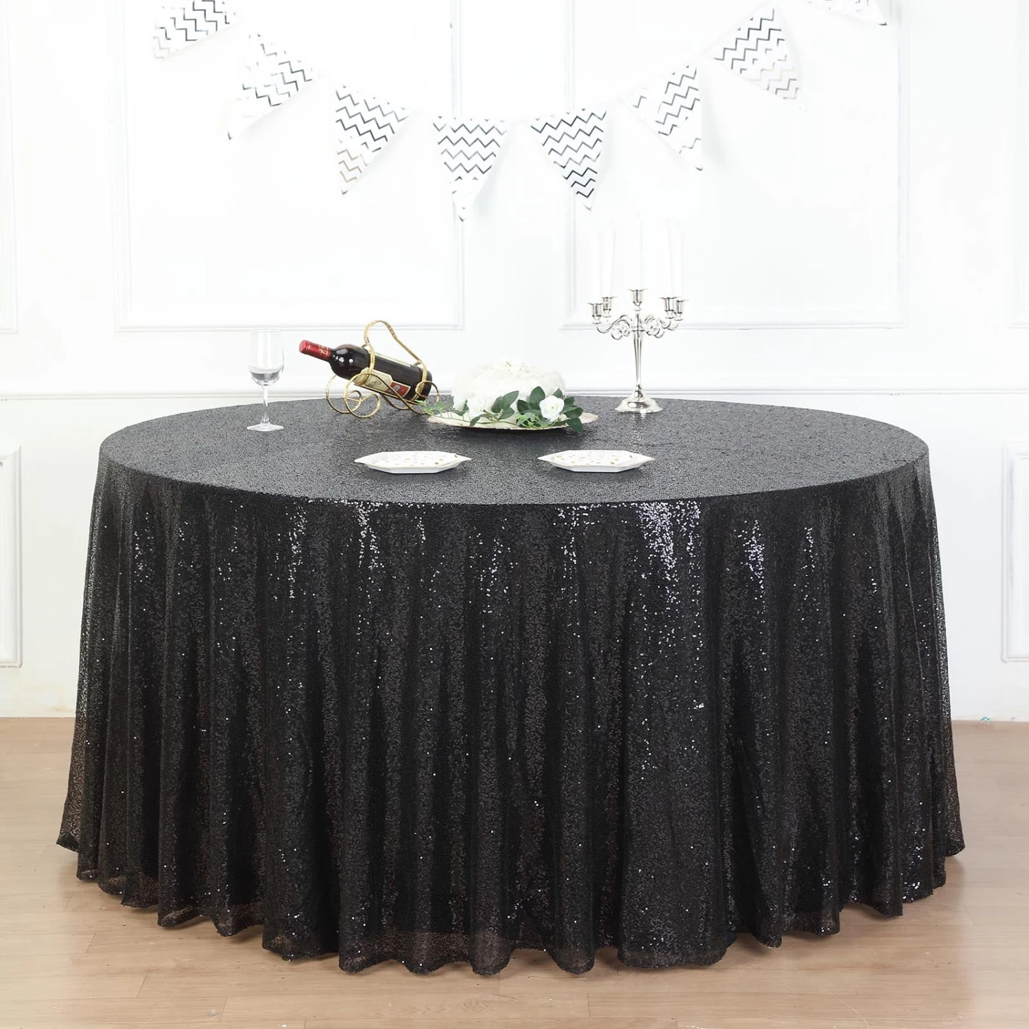 132" Premium Sequin Tablecloth, Round Glitter Table Cloth 7 132" Premium Sequin Tablecloth, Round Glitter Table Cloth - Image 7