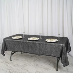 60" X 102" Premium Sequin Rectangle Tablecloth 26 60" X 102" Premium Sequin Rectangle Tablecloth -Home Decor Promotional Store TAB 02 60102 BLK 01