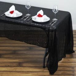 60" X 126" Premium Sequin Rectangle Tablecloth -Home Decor Promotional Store TAB 02 60126 BLK 02