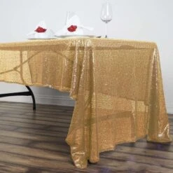 60" X 126" Premium Sequin Rectangle Tablecloth -Home Decor Promotional Store TAB 02 60126 GOLD 3