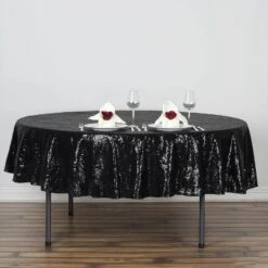 90" Premium Sequin Tablecloth, Round Glitter Table Cloth -Home Decor Promotional Store TAB 02 90 BLK 01 7062b592 663f 4209 93ef 7197f295673e