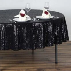 90" Premium Sequin Tablecloth, Round Glitter Table Cloth -Home Decor Promotional Store TAB 02 90 BLK 02.progressive 65a8b4be b57d 4ce4 9f7e 000b5a00de91