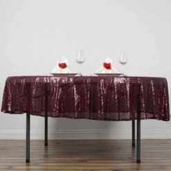 90" Premium Sequin Tablecloth, Round Glitter Table Cloth -Home Decor Promotional Store TAB 02 90 BURG 01