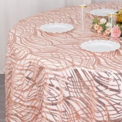 Wave Mesh Round Tablecloth With Embroidered Sequins 120" 30 Wave Mesh Round Tablecloth With Embroidered Sequins 120" -Home Decor Promotional Store TAB 02 WAVE 120 046 D03