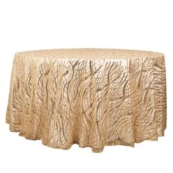 Wave Mesh Round Tablecloth With Embroidered Sequins 120" 36 Wave Mesh Round Tablecloth With Embroidered Sequins 120" -Home Decor Promotional Store TAB 02 WAVE 120 CHMP 99