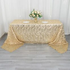 Wave Mesh Rectangular Tablecloth With Embroidered Sequins 90"x156" -Home Decor Promotional Store TAB 02 WAVE 90156 CHMP D02