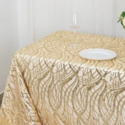 Wave Mesh Rectangular Tablecloth With Embroidered Sequins 90"x156" -Home Decor Promotional Store TAB 02 WAVE 90156 CHMP D07