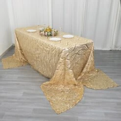 Wave Mesh Rectangular Tablecloth With Embroidered Sequins 90"x156" -Home Decor Promotional Store TAB 02 WAVE 90156 CHMP 02
