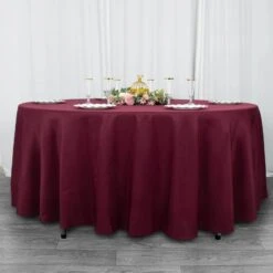 108" 200 GSM Seamless Premium Polyester Round Tablecloth -Home Decor Promotional Store TAB 108 BURG PRM D02 92090f45 5472 4636 bd94 744d27bd81a7