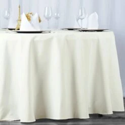 108" 200 GSM Seamless Premium Polyester Round Tablecloth -Home Decor Promotional Store TAB 108 IVR PRM 02