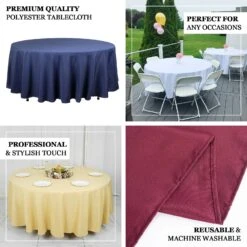 108" 200 GSM Seamless Premium Polyester Round Tablecloth -Home Decor Promotional Store TAB 108 PRM EBC1