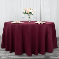 120" 200 GSM Seamless Premium Polyester Round Tablecloth