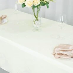54"X96" 200 GSM Seamless Premium Polyester Rectangular Tablecloth -Home Decor Promotional Store TAB 5496 IVR PRM D06