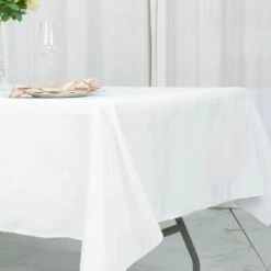 54"X96" 200 GSM Seamless Premium Polyester Rectangular Tablecloth -Home Decor Promotional Store TAB 5496 WHT PRM D01