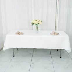 54"X96" 200 GSM Seamless Premium Polyester Rectangular Tablecloth -Home Decor Promotional Store TAB 5496 WHT PRM D02