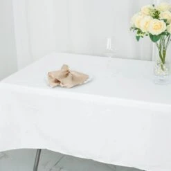 54"X96" 200 GSM Seamless Premium Polyester Rectangular Tablecloth -Home Decor Promotional Store TAB 5496 WHT PRM D07